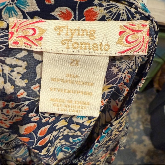 Flying Tomato Floral Print Women's Top / Blouse Size 2X - Picture 4 of 4